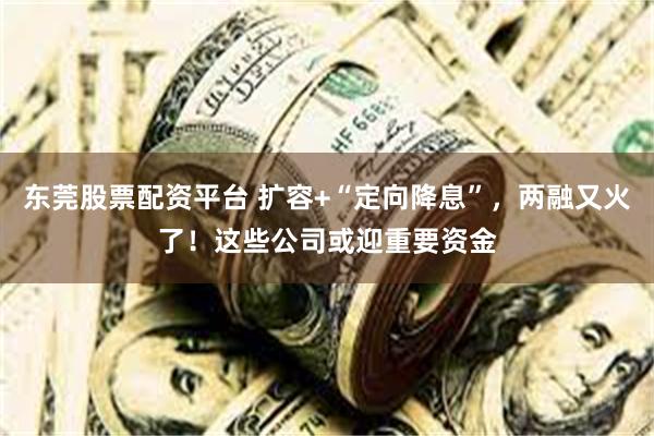 东莞股票配资平台 扩容+“定向降息”，两融又火了！这些公司或迎重要资金