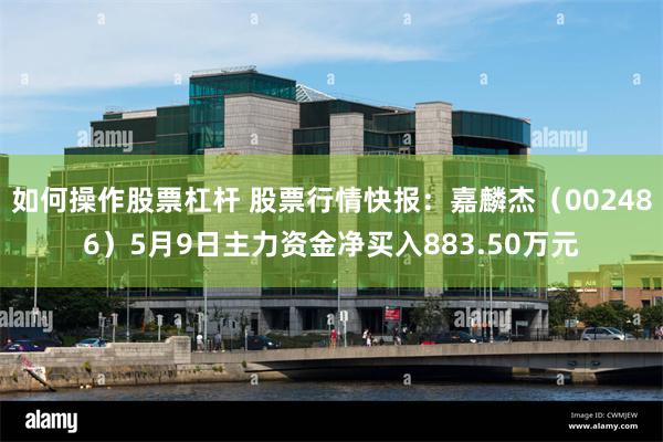 如何操作股票杠杆 股票行情快报：嘉麟杰（002486）5月9日主力资金净买入883.50万元